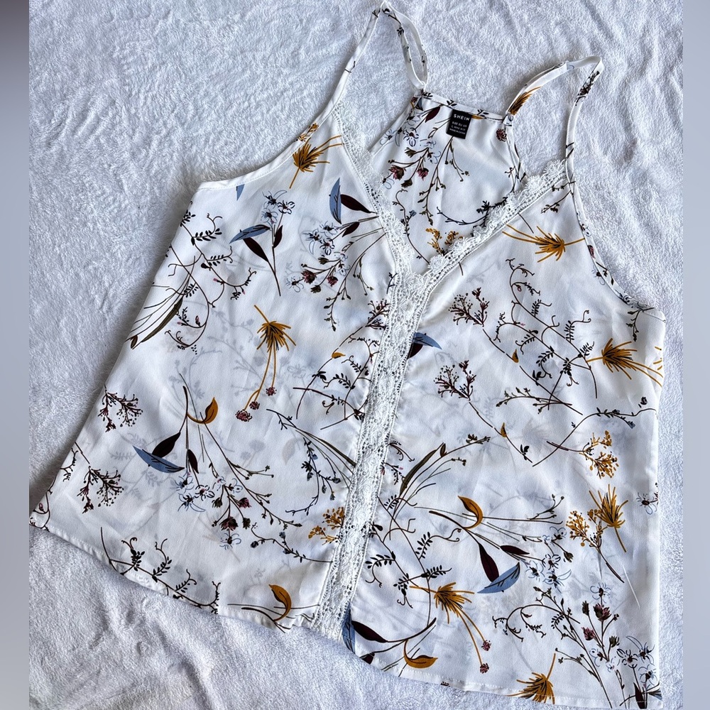 SHEIN White Floral Lace Camisole